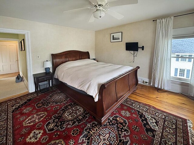 19 Union St, Hallowell, ME 04347 - bedroom with wood finished floors and a ceiling fan