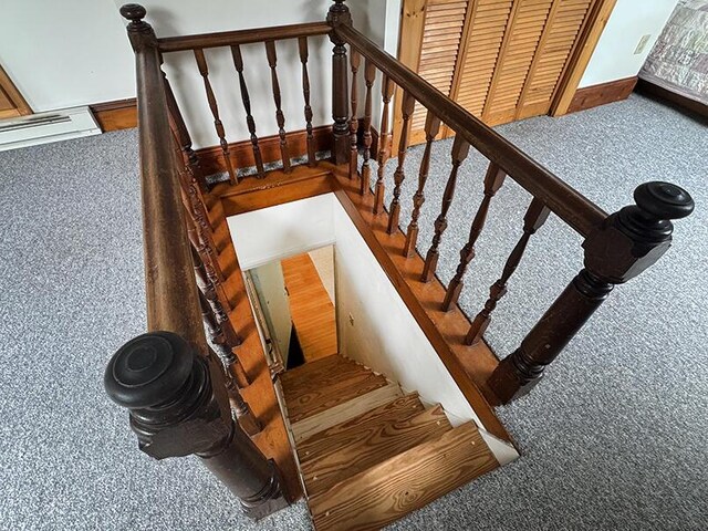 19 Union St, Hallowell, ME 04347 - stairway with carpet
