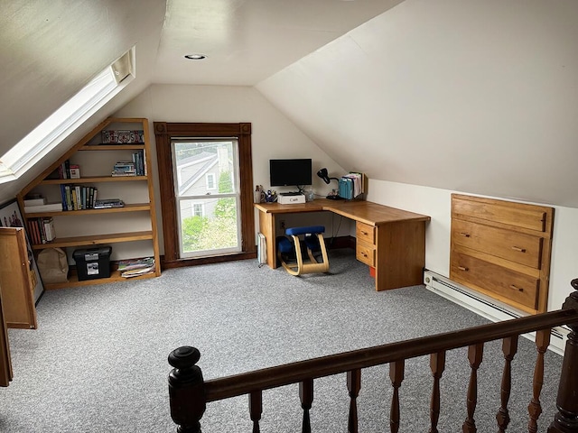 19 Union St, Hallowell, ME 04347 - office featuring carpet, lofted ceiling, and a skylight