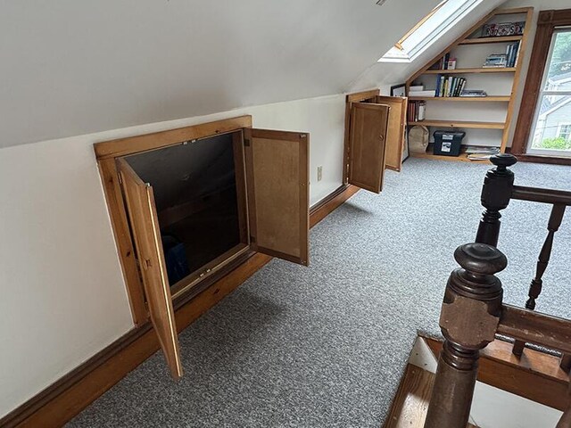19 Union St, Hallowell, ME 04347 - bonus room with a skylight, carpet, and lofted ceiling