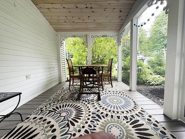 19 Union St, Hallowell, ME 04347 - sunroom / solarium with wooden ceiling, wood walls, lofted ceiling, and hardwood / wood-style floors