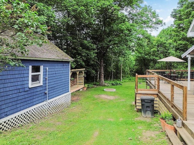 171 Bassett Rd, Winslow, ME 04901 - view of grassy yard with a deck