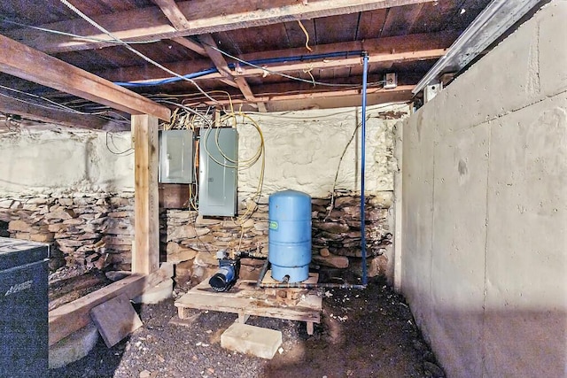 171 Bassett Rd, Winslow, ME 04901 - unfinished below grade area with electric panel and a water pressure tank