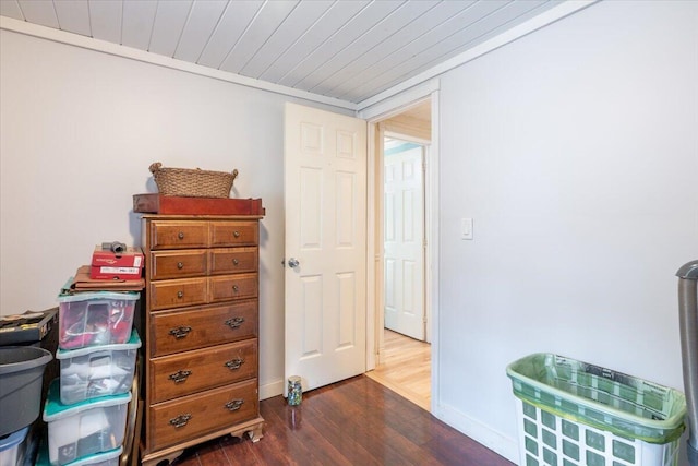 25 Pine View Ridge Rd, Boothbay, ME 04537 - bedroom with dark wood-type flooring and wooden ceiling