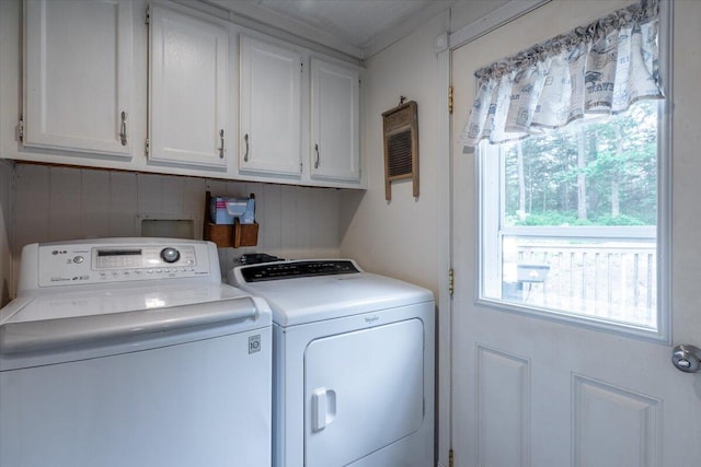 25 Pine View Ridge Rd, Boothbay, ME 04537 - washroom with washing machine and clothes dryer, cabinet space, and ornamental molding