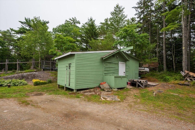 25 Pine View Ridge Rd, Boothbay, ME 04537 - view of outbuilding featuring view of wooded area