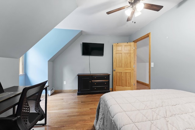 14 Moody Pond Rd, Windsor, ME 04363 - bedroom with wood finished floors, ceiling fan, and baseboard heating