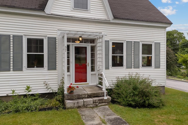 37 Central St, Hallowell, ME 04347 - entrance to property featuring a shingled roof