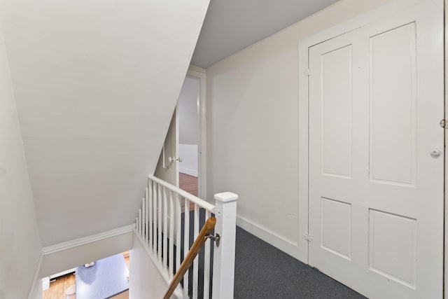 37 Central St, Hallowell, ME 04347 - hallway with an upstairs landing and carpet floors