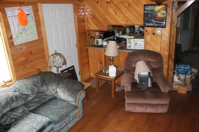 1100 Shin Pond Rd, Mount Chase, ME 04765 - living area featuring wood walls and wood finished floors