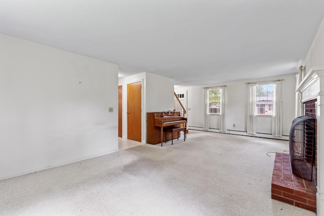 28 Colony Rd, Augusta, ME 04330 - living room featuring stairs and a fireplace