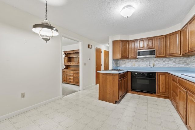 28 Colony Rd, Augusta, ME 04330 - kitchen featuring stainless steel appliances, brown cabinetry, a textured ceiling, and light flooring