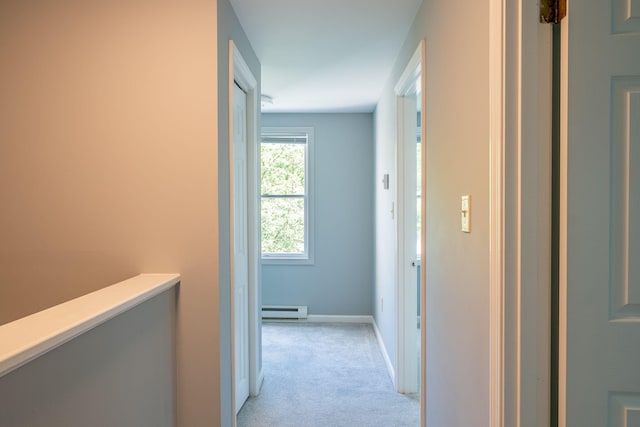 459 Allen Ave Unit 5, Portland, ME 04103 - hall featuring a baseboard heating unit and light colored carpet