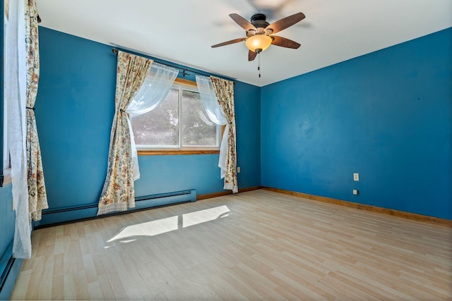 212 Lincoln St, Bangor, ME 04401 - unfurnished room featuring a ceiling fan, wood finished floors, and a baseboard radiator