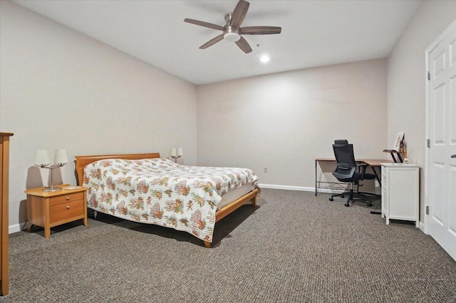 43 Lisbon St Unit 2B, Lewiston, ME 04240 - bedroom featuring carpet flooring, a desk, ceiling fan, and recessed lighting