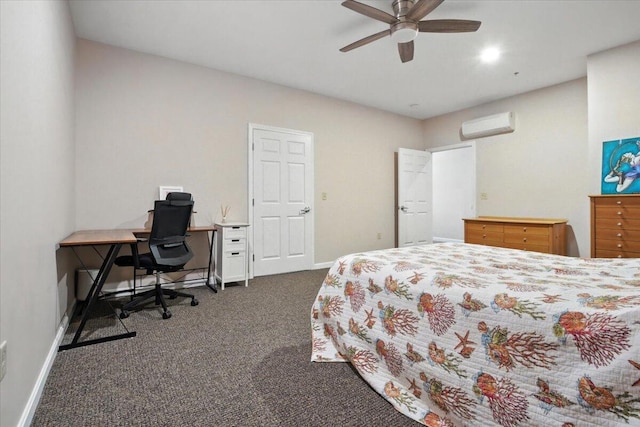 43 Lisbon St Unit 2B, Lewiston, ME 04240 - carpeted bedroom featuring an office area, a wall unit AC, and ceiling fan