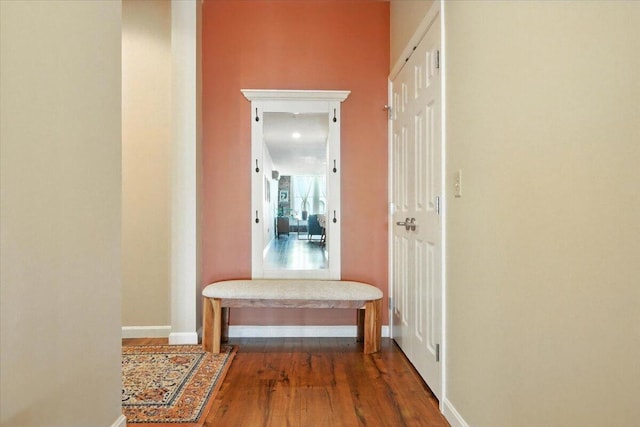 43 Lisbon St Unit 2B, Lewiston, ME 04240 - hallway featuring baseboards and wood finished floors