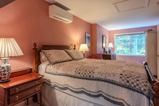 51 Tracy Cove Cir, Rome, ME 04963 - bedroom with a wall unit AC and attic access