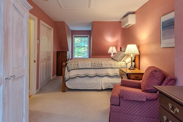 51 Tracy Cove Cir, Rome, ME 04963 - bedroom with an AC wall unit and carpet flooring