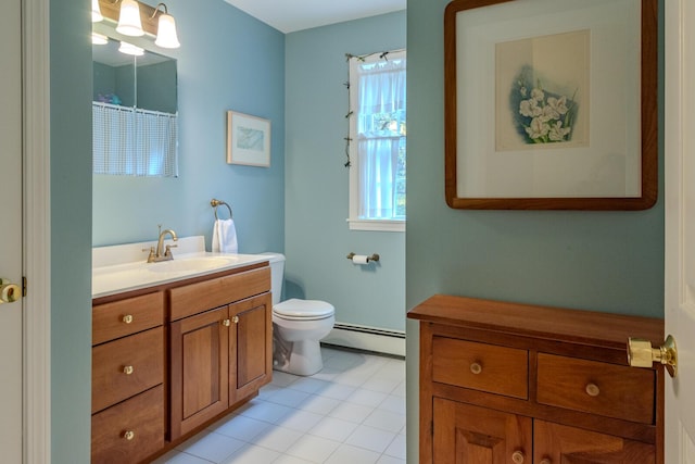 51 Tracy Cove Cir, Rome, ME 04963 - full bath with vanity, a baseboard radiator, and a shower with curtain