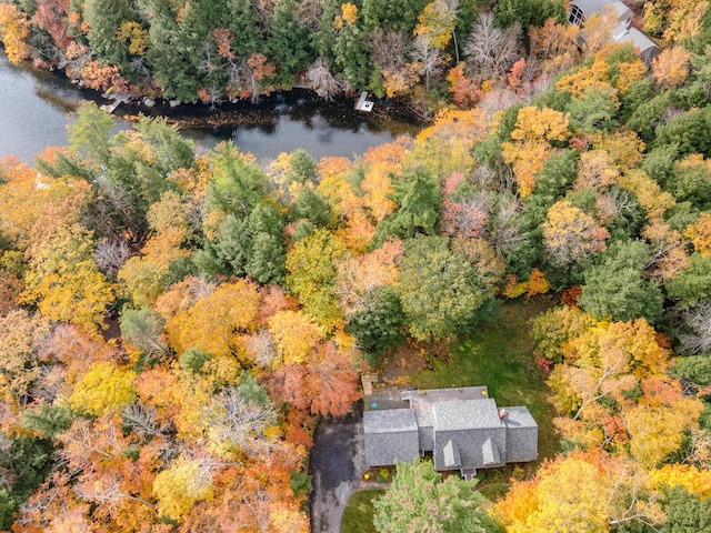 51 Tracy Cove Cir, Rome, ME 04963 - view from above of property featuring a large body of water and a heavily wooded area