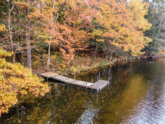 51 Tracy Cove Cir, Rome, ME 04963 - dock area featuring a wooded view and a water view