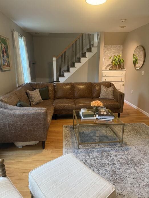45 Tyler Ave, Bangor, ME 04401 - living area featuring wood finished floors and stairway