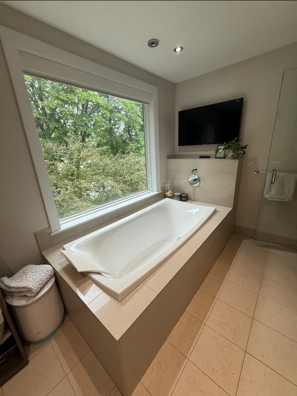 45 Tyler Ave, Bangor, ME 04401 - bathroom featuring a bath, tile patterned flooring, and recessed lighting