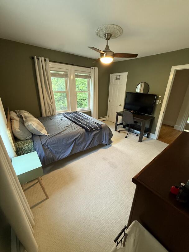 45 Tyler Ave, Bangor, ME 04401 - carpeted bedroom featuring ceiling fan and baseboards