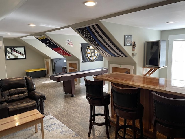 45 Tyler Ave, Bangor, ME 04401 - recreation room featuring wood finished floors, recessed lighting, and lofted ceiling