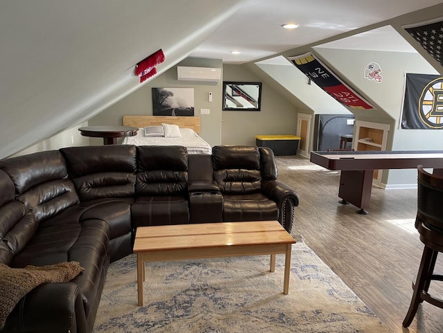 45 Tyler Ave, Bangor, ME 04401 - cinema with wood finished floors, a wall mounted AC, and lofted ceiling