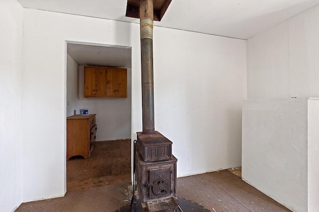 259 Drury Rd, Solon, ME 04979 - below grade area with a wood stove