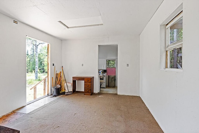 259 Drury Rd, Solon, ME 04979 - unfurnished room featuring attic access