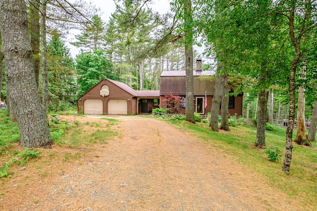 860 Gardiner Rd, Wiscasset, ME 04578 - dutch colonial with driveway, a chimney, and an attached garage