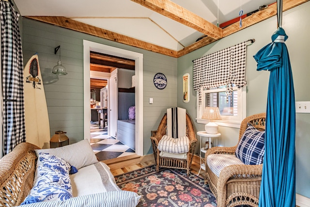 860 Gardiner Rd, Wiscasset, ME 04578 - sitting room with vaulted ceiling and wood walls