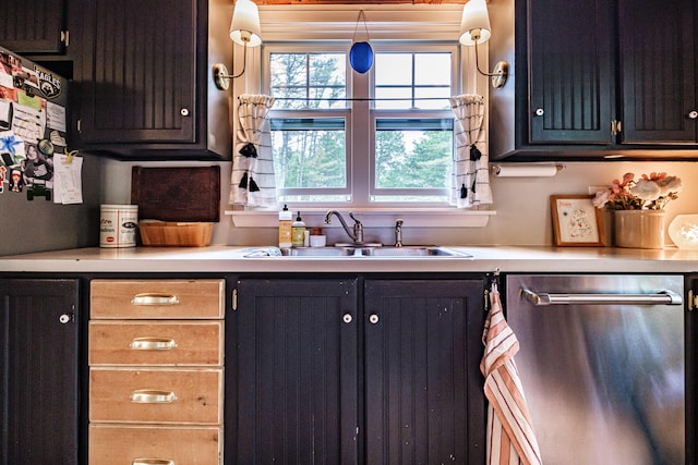 860 Gardiner Rd, Wiscasset, ME 04578 - kitchen with stainless steel dishwasher and light countertops