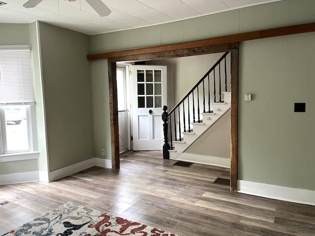 6 Autumn St, Lisbon, ME 04252 - foyer entrance featuring stairs, wood finished floors, and a ceiling fan