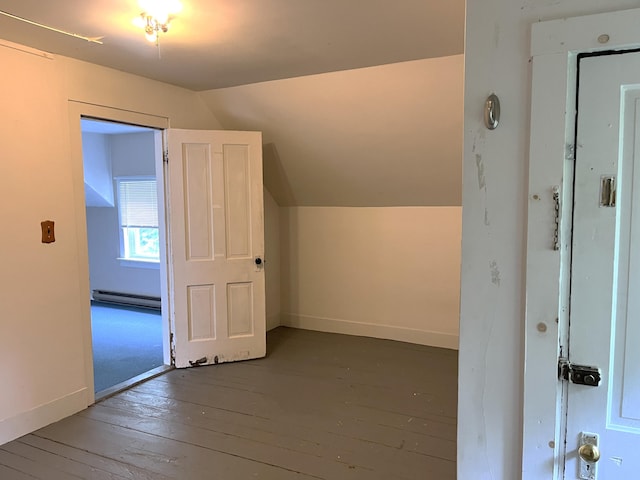 6 Autumn St, Lisbon, ME 04252 - additional living space featuring baseboard heating, lofted ceiling, and wood-type flooring
