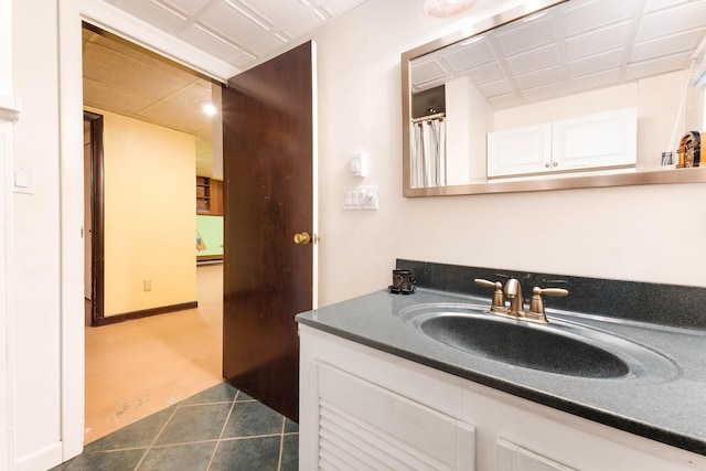 106 Bowdoinham Rd, Sabattus, ME 04280 - bathroom featuring vanity, tile patterned flooring, and a shower with curtain