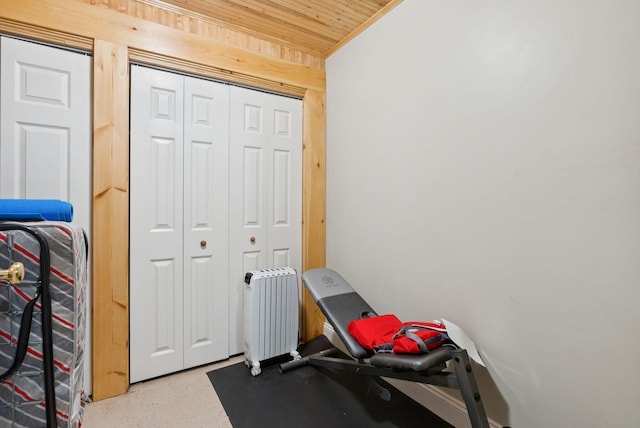 115 34th St, Acton, ME 04001 - miscellaneous room featuring wooden ceiling and radiator