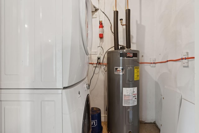 115 34th St, Acton, ME 04001 - utilities featuring electric water heater and stacked washer / dryer