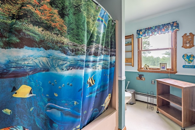 115 Swain Farm Rd, Rumford, ME 04276 - full bathroom with a baseboard radiator and shower / tub combo