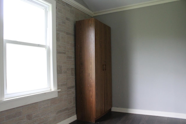 49 Horace Files Rd, Naples, ME 04055 - unfurnished room with ornamental molding and dark wood-style flooring