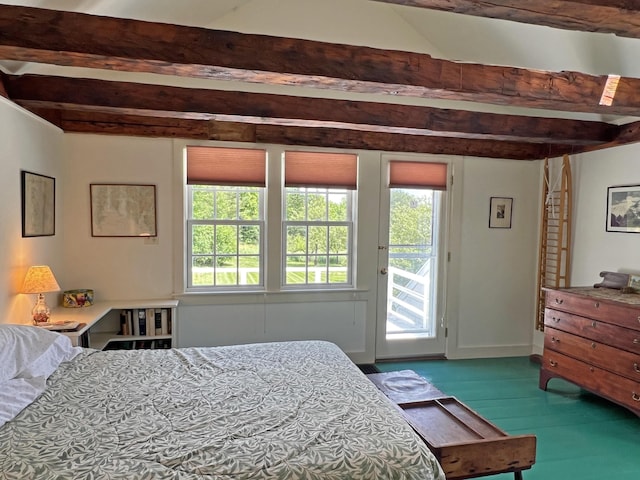 95 Main St, Castine, ME 04421 - bedroom featuring access to outside and beam ceiling