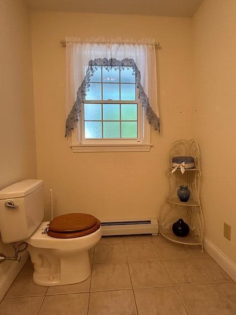 1 S Ridge Dr, Winslow, ME 04901 - half bathroom featuring baseboard heating and tile patterned flooring