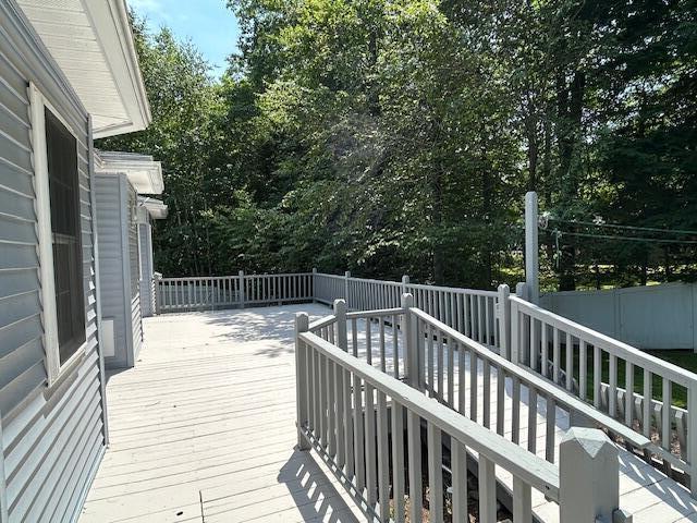 1 S Ridge Dr, Winslow, ME 04901 - wooden terrace featuring a fenced backyard