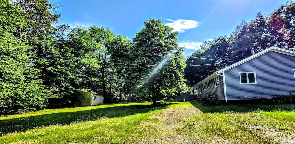30 Grand Ave, Millinocket, ME 04462 - view of grassy yard with a storage unit