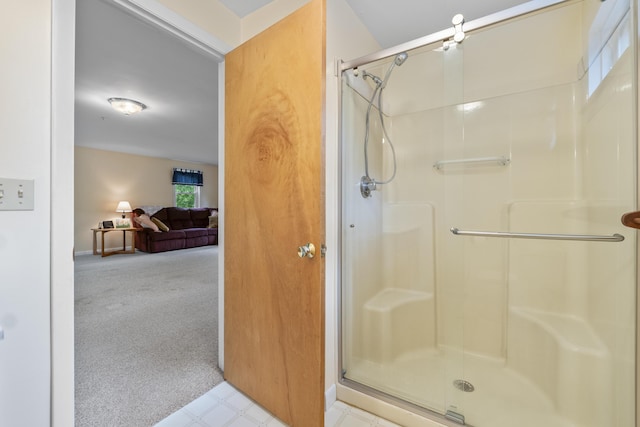 44 Ellen Cir, Yarmouth, ME 04096 - full bathroom with a shower stall and tile patterned floors