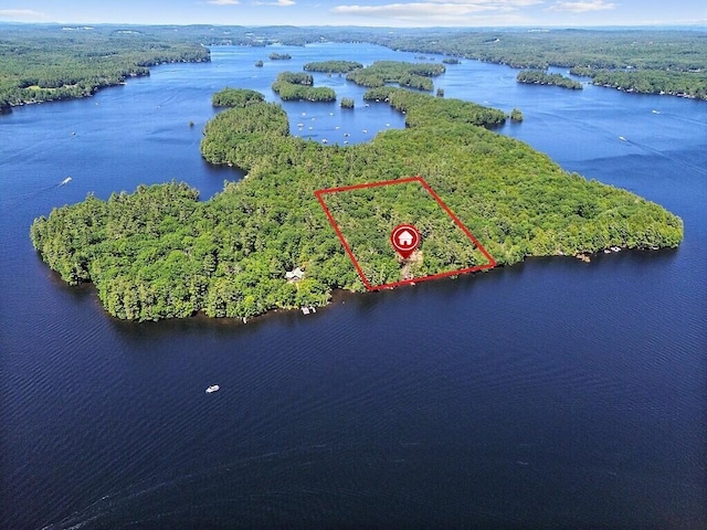 8 Horseshoe Is, Winthrop, ME 04364 - aerial view of property and surrounding area with a large body of water and property boundaries highlighted