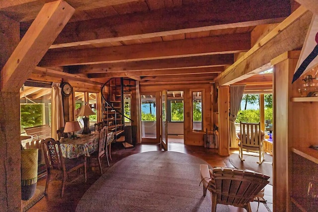 8 Horseshoe Is, Winthrop, ME 04364 - sunroom featuring beamed ceiling